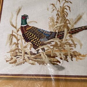 Vintage 1970 Sunset Stitchery “pheasant ant”  16 x 20 cotton & wool.‎